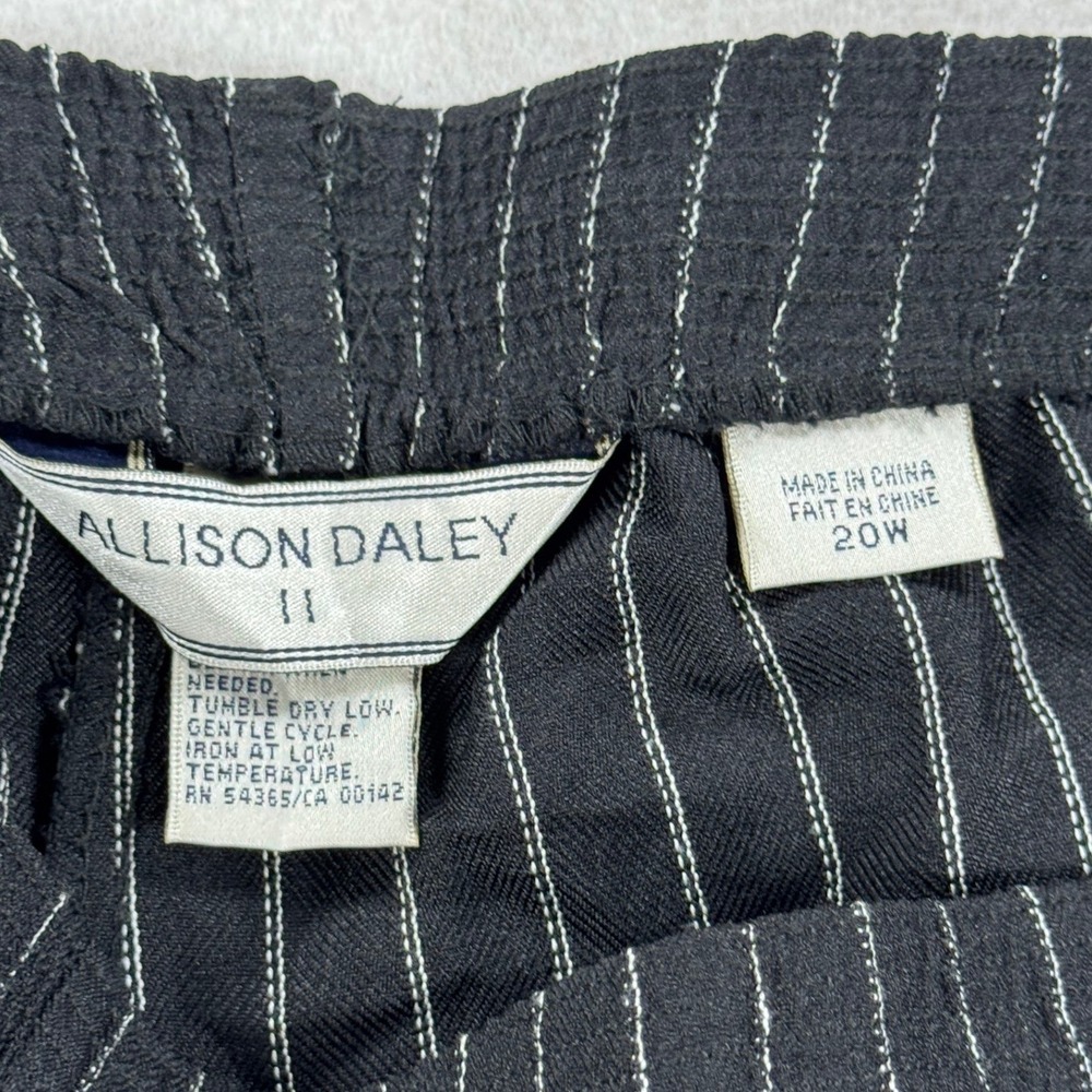Allison Daley Womens 20W Pinstripe Elastic Waist Straight Leg Pants Black - Picture 6 of 8
